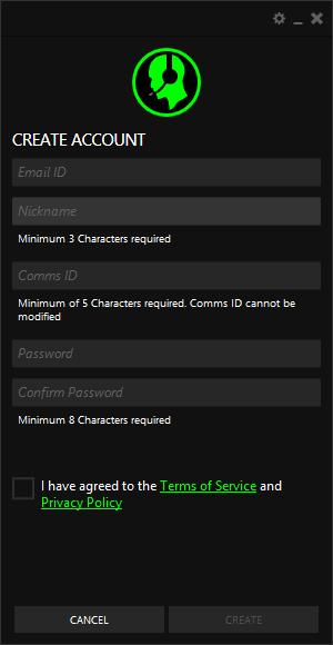 3. ACCOUNT MANAGEMENT CREATING AN ACCOUNT You can login to the Razer Comms directly using your Razer Synapse 2.0 login details. If you are not an existing Razer Synapse 2.