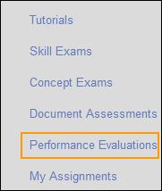 2. Click on the Performance Evaluations link in the course