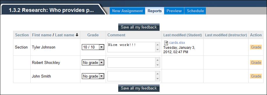2. Click the Save preferences button. 3. Select a grade from the Grade drop-down list. Optional: Enter a comment in the Comment textbox. 6.