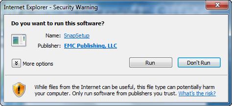 4. Click the Run button when the security warning is