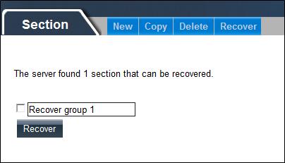 4. If you have a previously deleted section that can be recovered, you will see a list of sections available to be recovered.