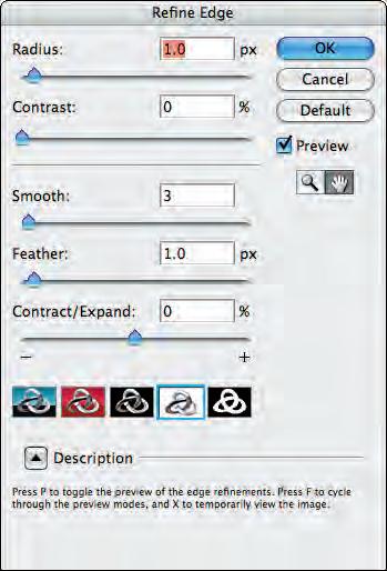 102640 ch15.1.qxp 3/10/07 11:23 AM Page 307 Making Selections 15 Refining Edges The New Refine Edges dialog box is a nice addition to the selection menu in that it the controls many of the