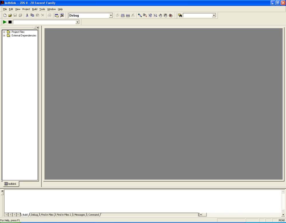 Figure 3. ZDS II Program Screen 9. Click the Rebuild All icon to build the project. 10.