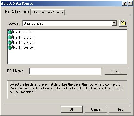 4.4.3.4 Select one of the listed existing ODBC Data Sources.