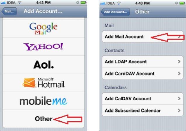 Q21. How to Setup my BizMailsecure email account on iphone/ipad? Please follow below given steps to configure iphone/ipad: 1. Go to Settings > Mail, Contacts,> Add Account 2.