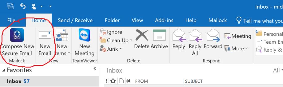 Composing and sending a new secure email You may compose a secure message at any time by clicking the Compose New Secure Email or New Email buttons in your Outlook ribbon.