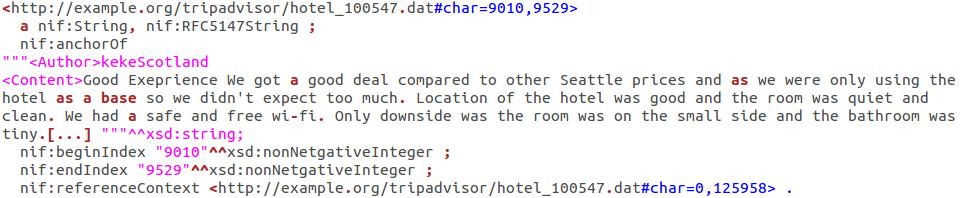 other Strings a tripadvisor:review ; Adress arbitrary strings in the document Use string offsets in relation to