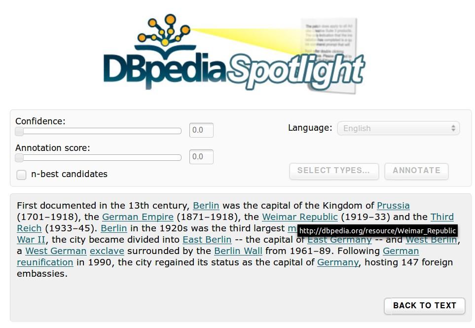 NIF tools: DBpedia Spotlight https://github.