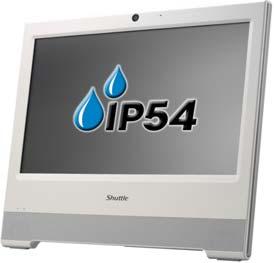 Protection Class IP54 The front panel of the Shuttle All-in-One PC System X 5040VA is dustprotected and protected from splashing of water according to IPprotection class 54.