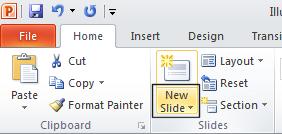 PowerPoint 2010 Foundation Page 105 Inserting a line Insert a new Blank slide, by clicking