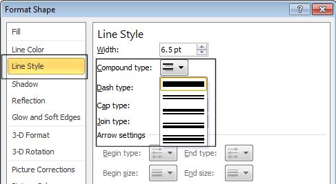 Clicking on the down arrow within the Compound type displays the following options.