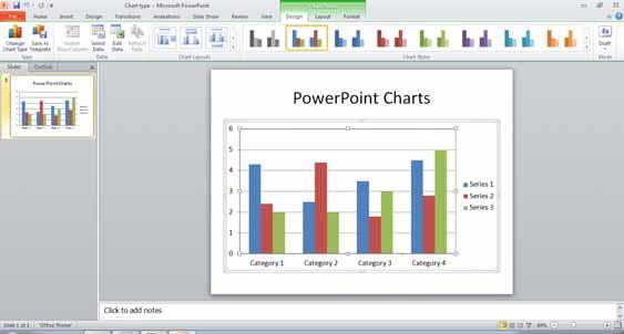 If you do not see the Chart Tools ribbon displayed click on the Chart Tools tab