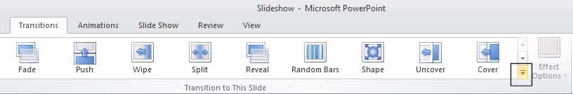 You can add special effects that will be displayed as you move from slide to slide within a PowerPoint Slide Show