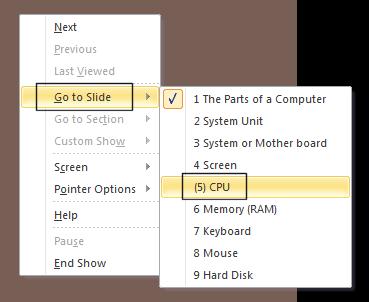 Right click over the slide that is displayed in slide show layout.