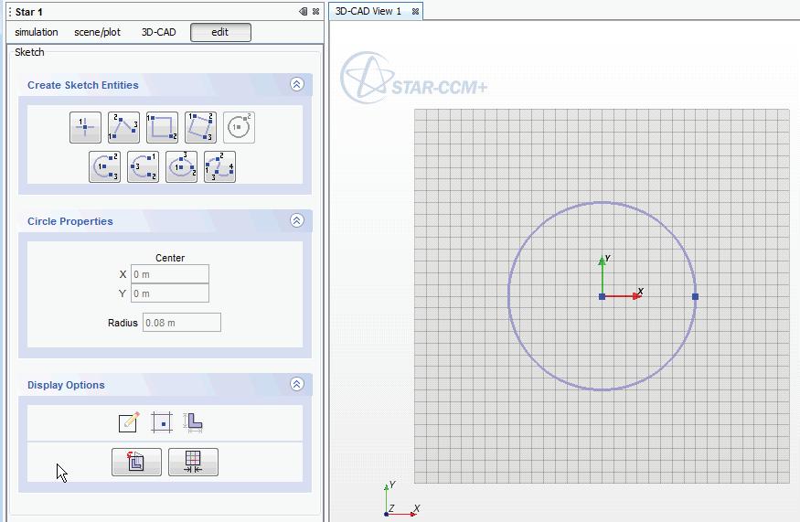 The model geometry is created as the 3D-CAD model in StarCCM+. 1. Open the CAD tool by expanding the Geometry node, right-clicking the 3D-CAD Models node and selecting New 2.