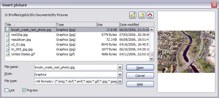 Inserting a graphic from a file To insert a graphic image from a file, the file must be already stored in a directory (folder) on the computer.