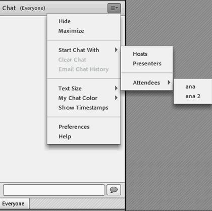 VII. Chat in Meetings Use the Chat pod to communicate with other attendees while a meeting is in progress.