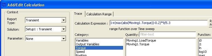 In Setup Optimization window, Select Setup Calculations In Add/Edit Calculations window, Category: Torque Quantity: Moving1.