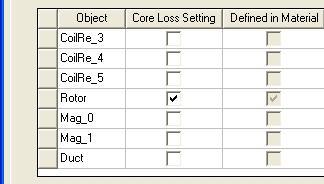 3 us Set Core Loss Analyze To Set Core Loss for Rotor Select the menu item Maxwell 2D > Excitations > Set Core Loss In Core