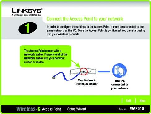 3. Optimally, you should set up the Access Point using a PC on your wired network. Connect a network cable to your network router or switch.