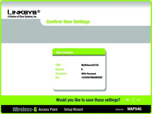 5. The Setup Wizard will ask you to review your settings before it saves them.