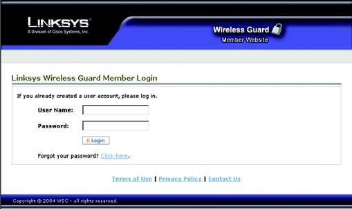 Your Account This section explains how to access your account, how to add a guest, how to add another member to your account, and how to secure and unprotect the Linksys Wireless Guard network.