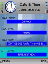 Time Zone. Press the left soft key to select the Time Zone setting. A list of multiple time zones will be displayed.
