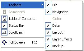 The Table of Contents, Status Bar, and Scrollbars can be removed from the user interface simply by highlighting them.