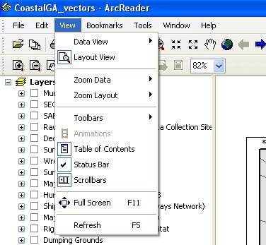 View The View menu allows the user to control the features that are visible on the screen. Figure 8 shows the multiple commands available under the View menu.