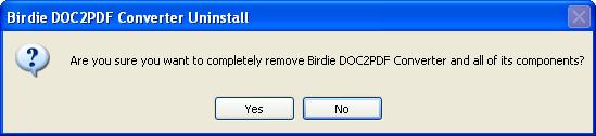 To remove the software from Start menu follow the steps Click on Start button >> All Program >>Birdie DOC to PDF Converter >> Uninstall If you are sure about uninstalling the