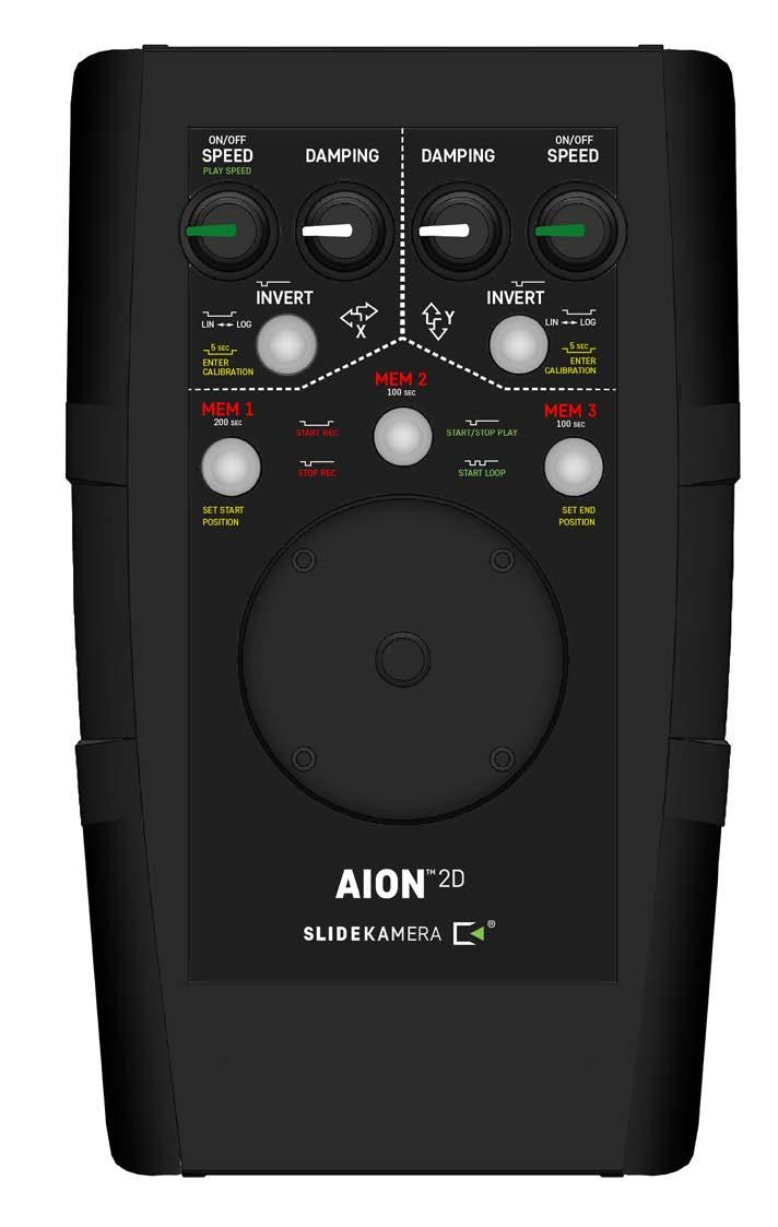 7. AION D controller Joystick and the knobs are located on the front panel of the controller. Electric connectors sockets and the power switch are located on the top wall of the controller housing.