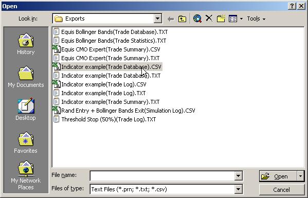 Navigate to the Tradesim data export directory ie c:\tradesimdata\exports then select and open the relevant CSV file.