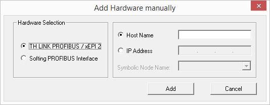 Existing masters are searched for and listed in the Unconfigured Hardware area. This process can run for some time. If you want to add hardware manually, click Add in the Unconfigured Hardware area.