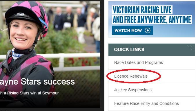 Step 1: Enter the Racing Victoria website http://rv.racing.