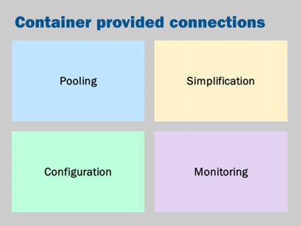 Connection pooling is one service provided by the container.