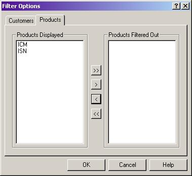 Chapter 3 AlarmTracker Client Menus Tools Menu Figure 3-3 Filter Options Dialog - Products Tab The Products tab (Figure 3-3) operates in much the same way.