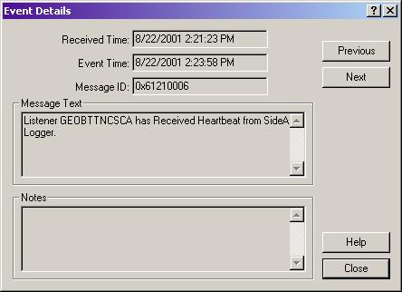 Alarm Details View Chapter 7 Main View Figure 7-4 Event Details Dialog This dialog shows the following fields: Received Time - this is the time the Event was received at the LGMapper server.