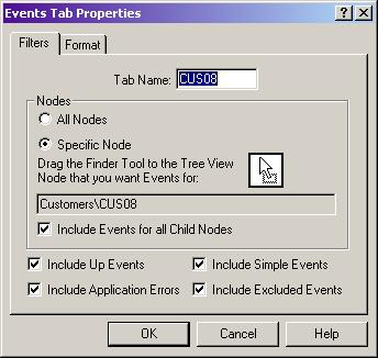 Controlling the Contents of a Tab Chapter 9 EventsBar Controlling the Contents of a Tab The contents of a tabbed window can be controlled via the Events Tab Properties property sheet.