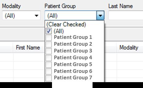 Chapter 2 Using the Study Browser 8. The Patient Group Filter The Patient Group filter allows users to filter by Patient Group.