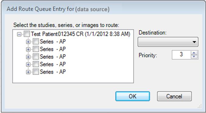 Chapter 5 Using the Study Browser Study Menu 5-5 Route The Route option allows users to share images with another site.