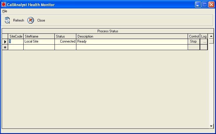 In the CallAnalyst Health Monitor window that appears, verify the Local Site status is Connected. To verify CallAnalyst SMDR record retrieval 15.