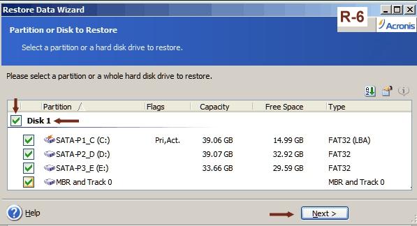 Disk backup (all partitions) image being restored.