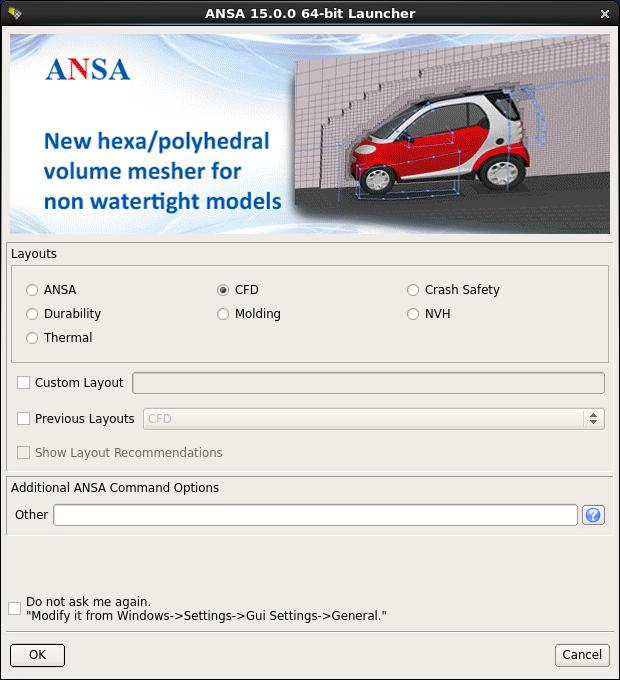 2. Read the CAD file Start ANSA (e.g. by typing ansa64.