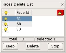 To identify and correct the problem you will use the Faces>Delete function and its preview capabilities. Delete Activate the Faces>Delete function. Select the Face from one cyan CONS as shown.
