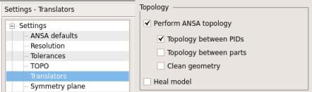 Before reading any CAD data into ANSA you can specify some settings concerning the application of Topology (the connectivity of neighboring Faces), and the Resolution (the appearance of geometrical