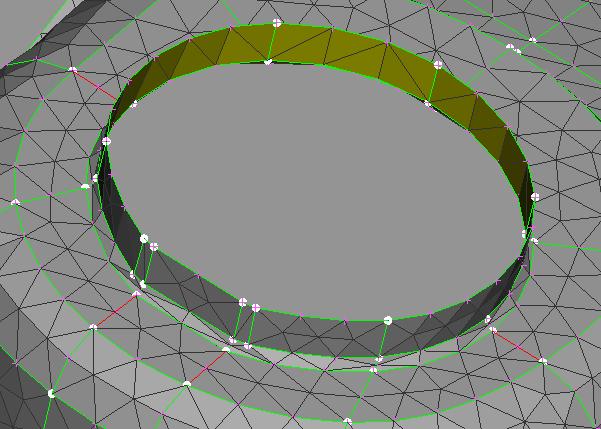 Press ESC to exit the function. The mesh is better. Moving now to the round flange itself. Suppose you want to have two rows of elements along the flange.