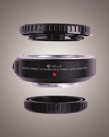 Contents Include Vello LAE-MFT-FT Auto Lens Adapter - Four Thirds Lens to Micro Four Thirds Camera Front and