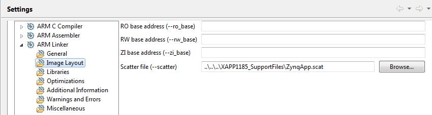 g. In the Other object files tab, Click the Add button and navigate to $workspace_loc:\zynqbsp\debug\ps7_cortexa9_0\libsrc\stand alone_v3_11_a\src