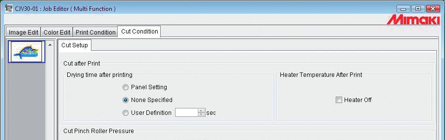 (2) Click [Print Condition] tab and select the profile suited to ink set in CJV30.