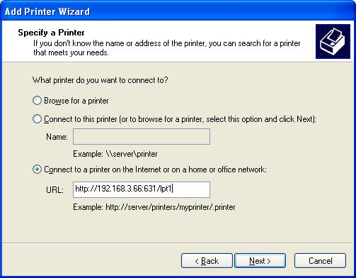 Step4. Select A network printer, or a printer attached to another computer. Click Next. Step5.